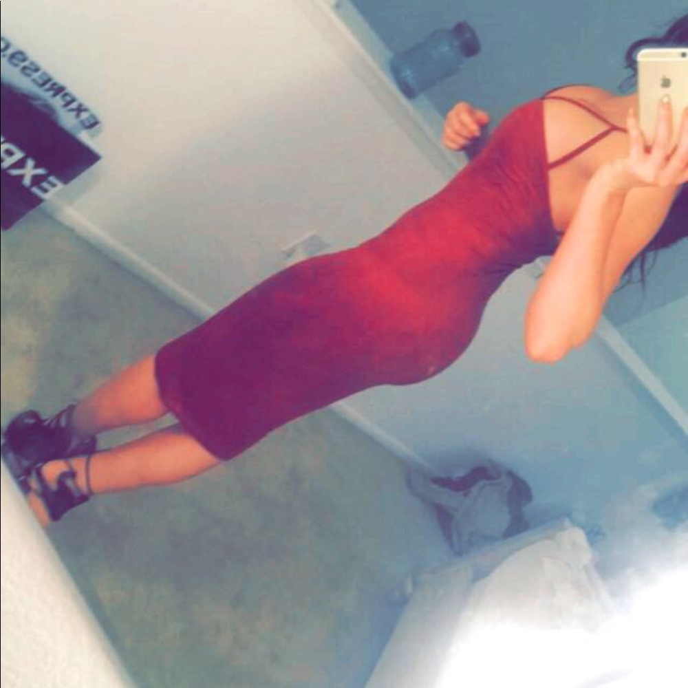 Burgundy midi dress